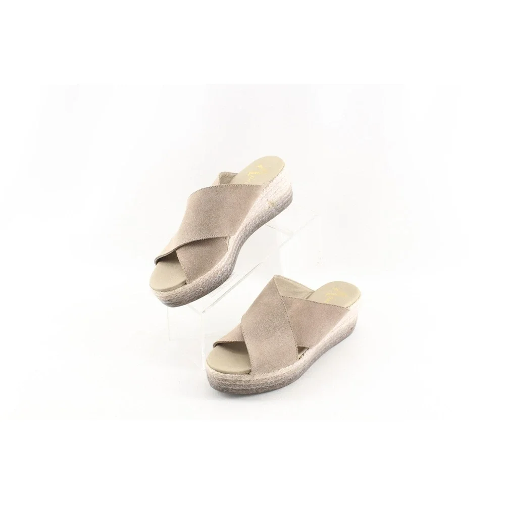 Paseart Espadrilles Women's SZ 40 EU 10 US Beige Suede‎ Platform Wedge Sandals